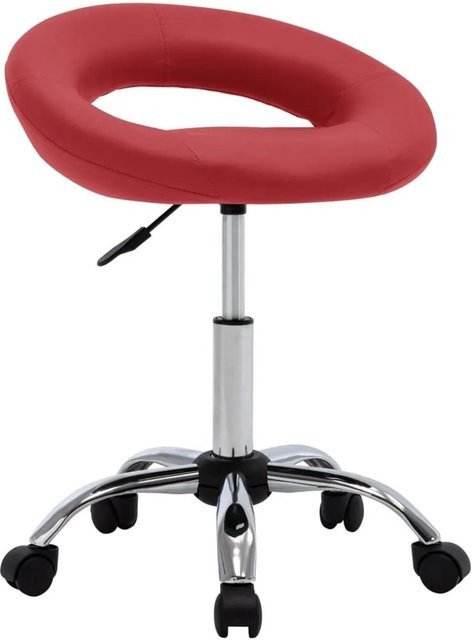 vidaXL Arbeitshocker auf Rollen in Weinrot mit Kunstleder und Stahlgestell, Höhe: 43 bis 110 cm - Bild 1