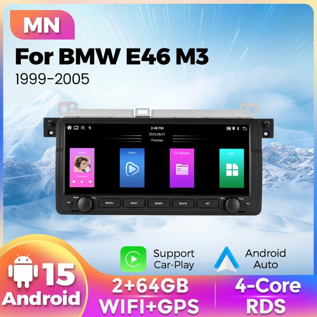 STRONGNAVI Android 15 Autoradio für BMW E46 M3 1999-2005 mit 10,26 Zoll Display, Android Auto, GPS, Wi-Fi und Bluetooth, Schwarz - Bild 1