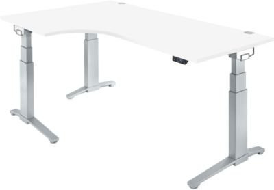 Schäfer Shop Genius ERGOSTYLE S Schreibtisch elektrisch höhenverstellbar, C-Fuß, weiß/weißaluminium, B: 200 cm, T: 80 cm, H: 64,5-130,5 cm - Bild 1