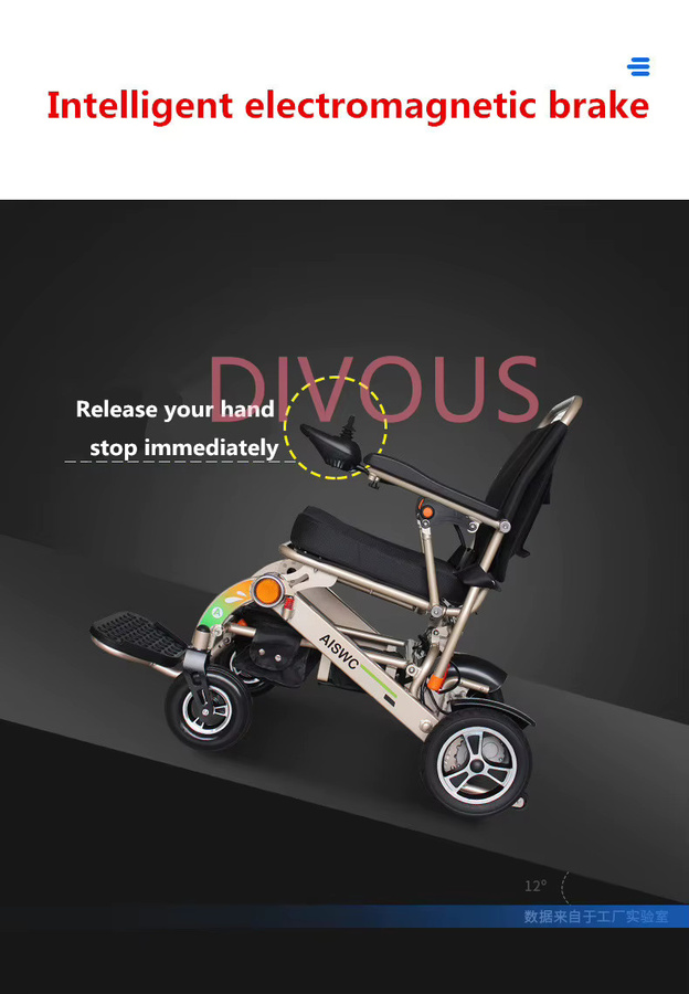 DIVOUS Elektrorollstuhl für Erwachsene und Senioren, faltbarer All-Terrain-Rollstuhl in Silber - Bild 4