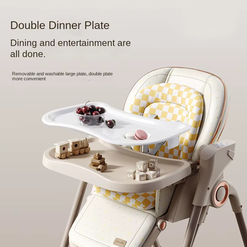 Pakey 2-in-1 Elektrischer Baby Hochstuhl und Schaukel in Beige - Bild 2
