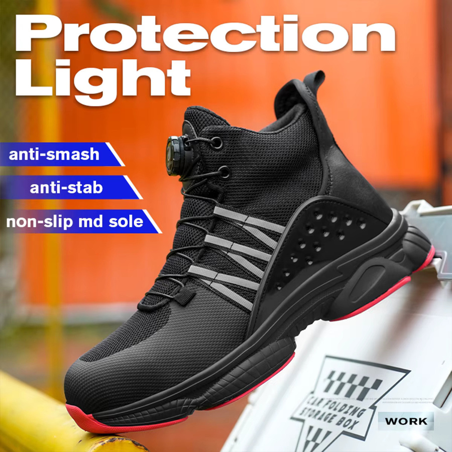 Kankeirr Herren-Arbeitsschuhe in Schwarz mit Stahlkappe und durchtrittsicherer Sohle, atmungsaktive Sicherheitsschuhe und Industrieschutzstiefel - Bild 4