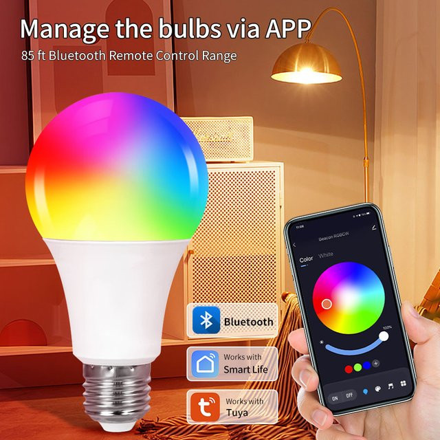 Tuya Bluetooth Smart LED-Lampe E27 9W mit App-Steuerung und Dimmfunktion in Weiß - Bild 1
