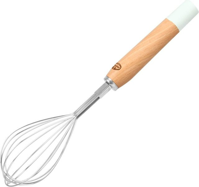 Dr. Oetker Schneebesen mit Holzgriff in Grün aus Edelstahl und Holz im Retro Design - Bild 1