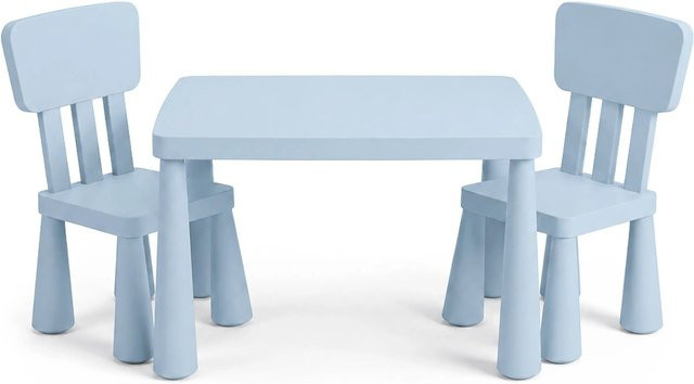 Relaxdays Kindersitzgruppe aus Kunststoff, 3-teilig in Blau mit Tisch und 2 Stühlen - Bild 1