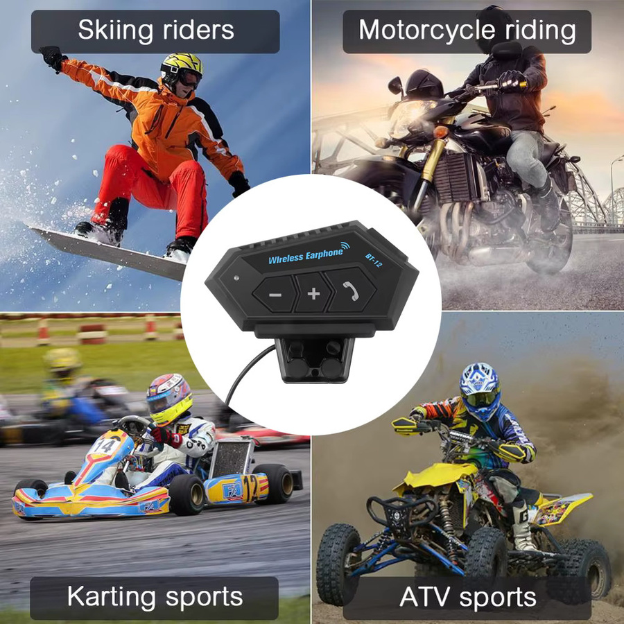 Kebidumei Motorrad Helm Headset mit Bluetooth 5.0, Drahtlose Freisprecheinrichtung in Schwarz, Wasserdichtes Stereo Musik Player System - Bild 5