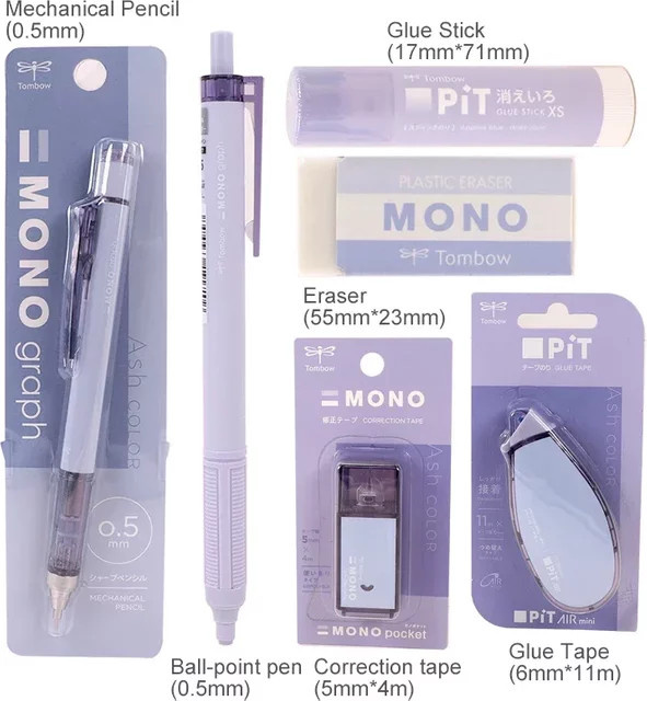 Tombow MONO Ash Color Series Graph Mechanische Bleistifte 0,5 mm Set mit 6 Stück in Grau und Blau - Bild 1