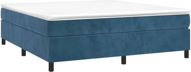 vidaXL Boxspringbett mit Matratze in Dunkelblau aus Samt, Hybridbett mit Taschenfederkern, B/T/H: 160 x 200 x 35 cm - Bild 1