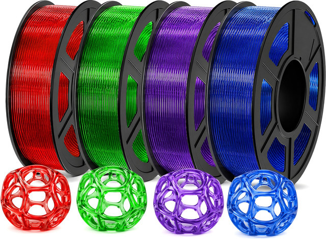 DINGSUN 3D TPU-Filament Transparentes FDM Filament, 1,75mm, 95A Hochelastisch, ±0,03mm Genauigkeit, Purple - Bild 1