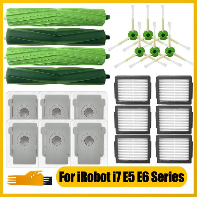 Ersatzteil-Set für iRobot Roomba i7, e5 und e6 Serie: HEPA-Filter, Staubbeutel, Seitenbürsten und Hauptwalzen-Bürste in Multicolor - Bild 1