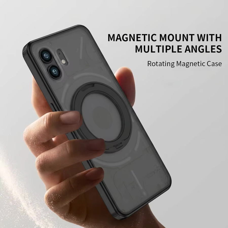 DIXSG Magnetische Schutzhülle für Nothing Phone 1, Transparent, Stoßfeste TPU-Hülle mit 360 Grad Schutz und drehbarer Halterung - Bild 2