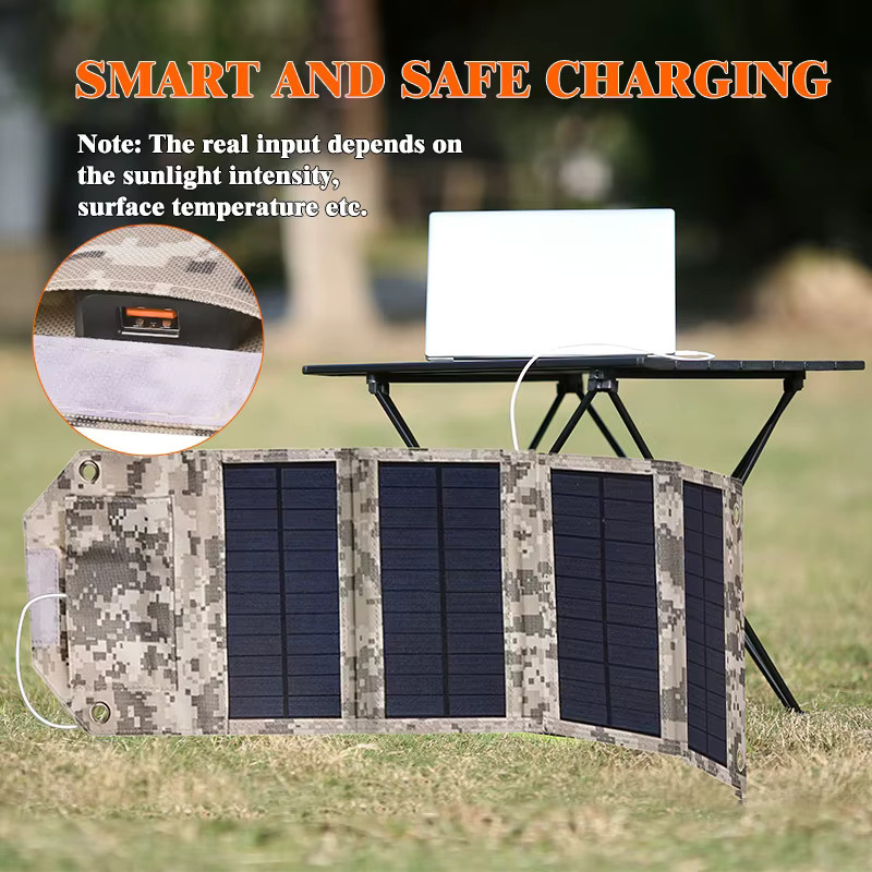 ZRGAE Zusammenklappbares Solarpanel-Solarladegerät mit USB 5 V und Kabel, Tragbare Solar-Powerbank für Outdoor, Camping und Wandern, Mehrfarbig - Bild 3