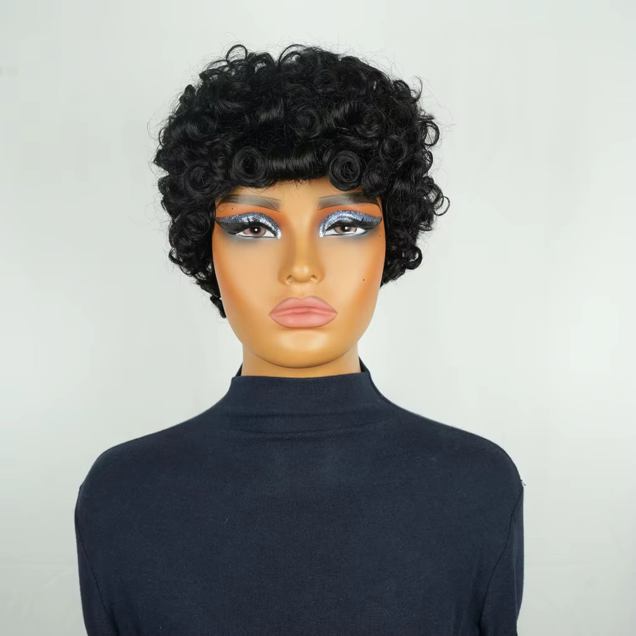 OYM HAIR Perücke Pixie-Schnitt, brasilianisches Echthaar, lockere Wellen, Damen - Bild 7