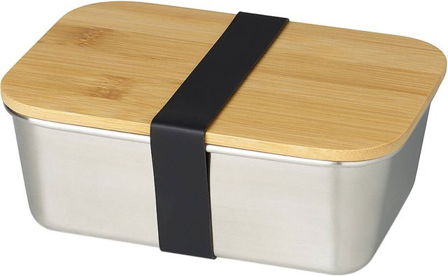 ECHTWERK Lunchbox aus Edelstahl mit Bambusdeckel, Silber, 1,5 l, B: 15 cm, T: 20 cm, H: 8 cm - Bild 1