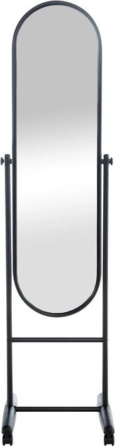 DELUKE Standspiegel MILANO Ganzkörperspiegel aus Metall in Schwarz, freistehend und mobil mit Rollen, Oval, B: 40 cm, T: 15 cm, H: 155 cm - Bild 1