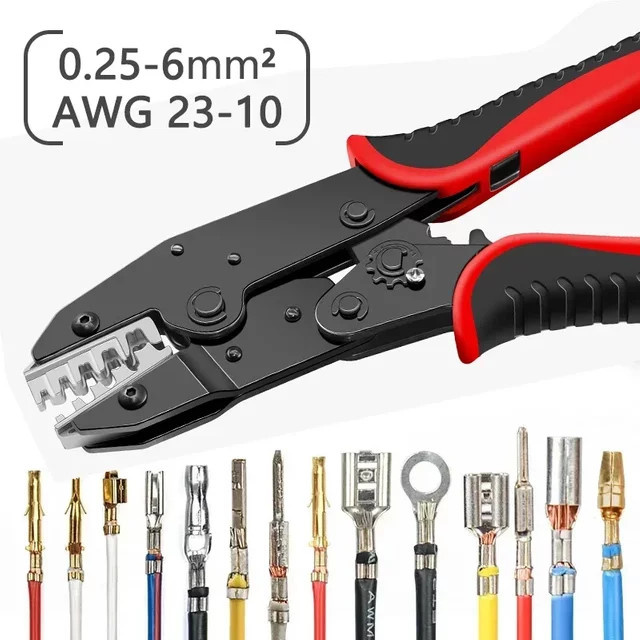 CLAMPLUS HS-2560 Crimpzange für XH2.54 SM2.54 Dupont und diverse Terminals 0,25-6mm2 23-10AWG Handcrimpwerkzeug - Bild 1