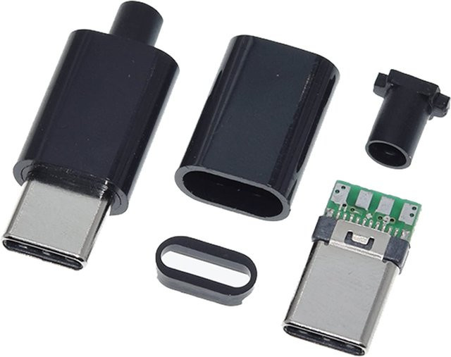AOKIN USB Typ C Stecker 3.1 3A Schnelllade Connectors Elektrische Terminals zum Schweißen DIY Zubehör, Weiß, 5 oder 10 Stück - Bild 1