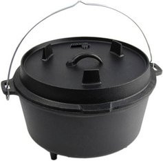 Mr. GARDENER Feuertopf Dutch-Oven L aus Gusseisen in Schwarz mit Grillfläche Ø 31,5 cm - Bild 1