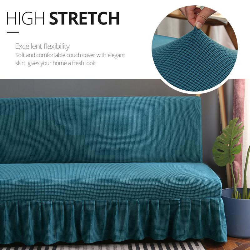 Lellen Armloser Sofa-Bettbezug aus Polarfleece in Grau, dehnbarer und waschbarer Schonbezug für Klappsofas, Größe M (155-185 cm) - Bild 3