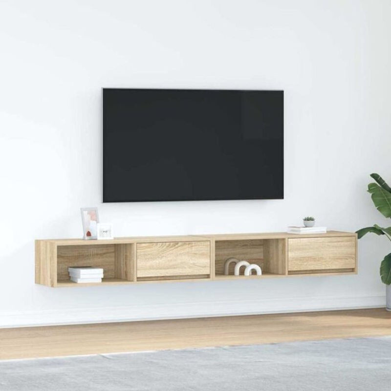 Vidaxl TV-Schrank Set aus Holzwerkstoff in Sonoma-Eiche Natur, 2 Stück, B/T/H: 100 x 31 x 25,5 cm - Bild 1