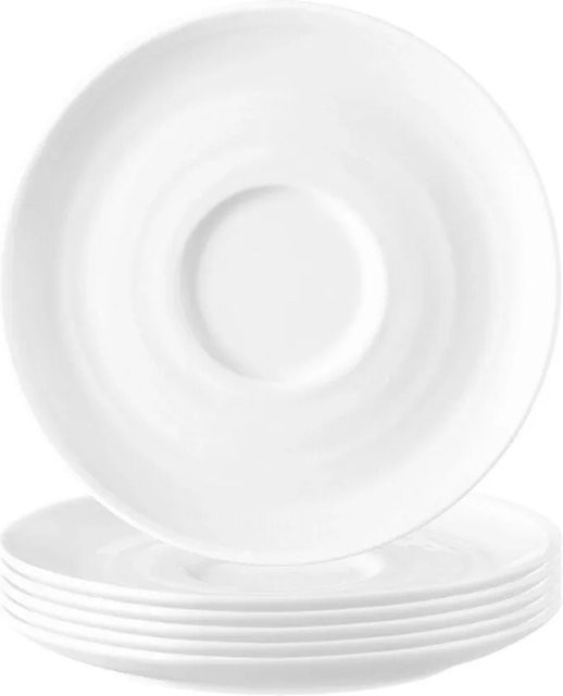 Seltmann Weiden Terra Kombi-Untertassen aus Porzellan, Weiß, 6er Set, Durchmesser: 16,1 cm - Bild 1
