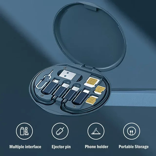 VIKEFON Multi-USB Ladeadapterkabel-Kit 60 W in Schwarz mit USB-C auf USB-C, USB-A und Micro-USB Anschlüssen - Bild 1