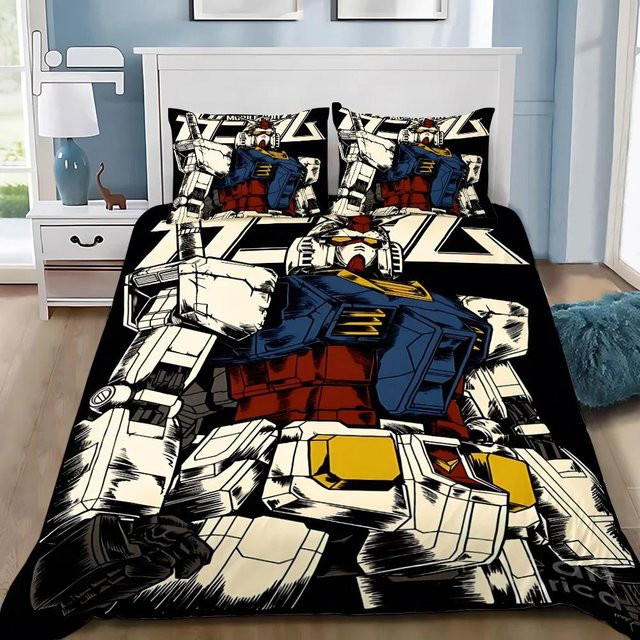 Paslu Bettwäsche-Set Mecha Gundam Anime Design mit Bettbezug und Kissenbezug, B/H: 150 x 200 cm - Bild 1