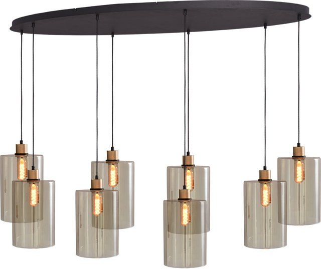 Masterlight Ortona Pendelleuchte 8-flammig oval in Gold/Messing mit transparentem Glas und dimmbarer Funktion - Bild 1