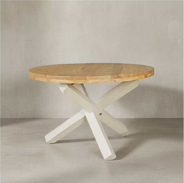 KADIMA DESIGN Esstisch TEKO Rund aus Massivholz Sheesham und Akazie in Braun, Durchmesser: 120 cm, Höhe: 75 cm - Bild 1