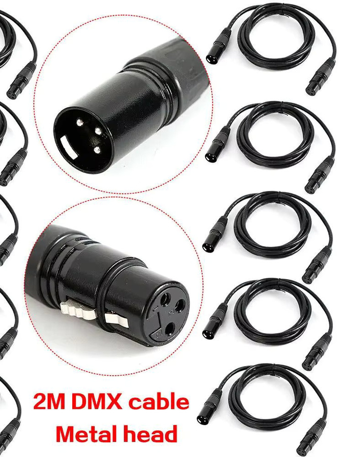 10er Set Bymaocar DMX-Audiokabel in Schwarz mit 3-poligen XLR-Steckern, 2 m Länge für Bühnenbeleuchtung und DMX-Signale - Bild 6