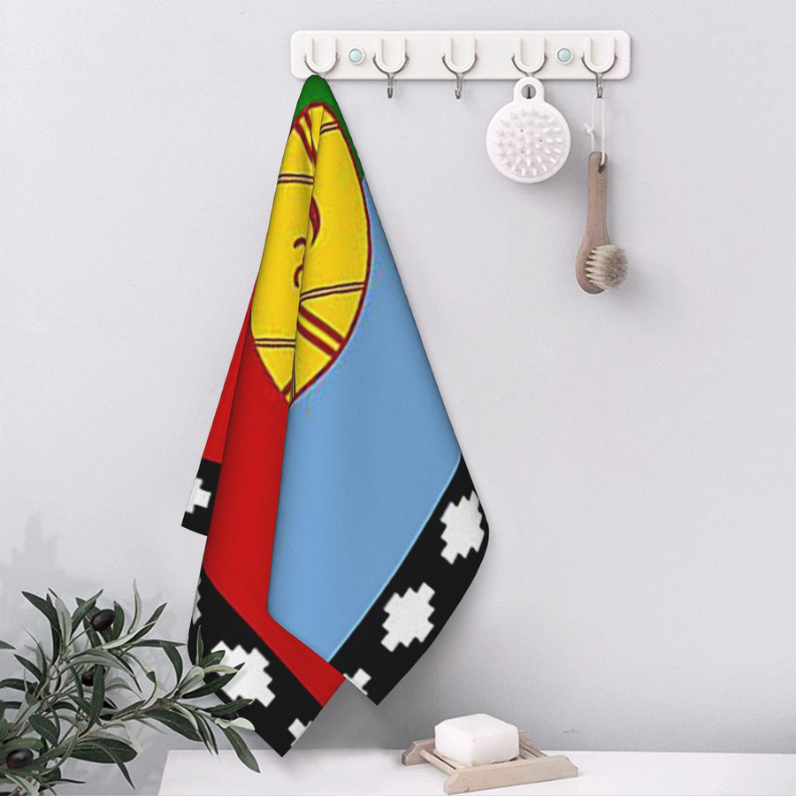 Saugfähiges Baumwollhandtuch Mapuche Flagge in Weiß, Breite: 30 cm, Höhe: 60 cm - Bild 2