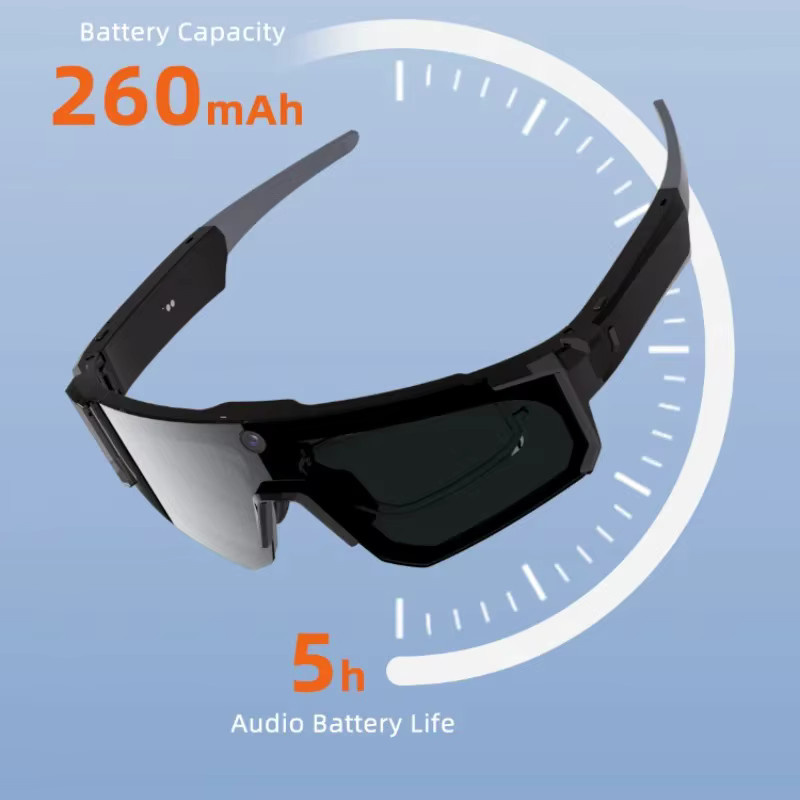 Vchip 4K Polarisierte Smart-Sonnenbrille mit KI-HD-Kamera, Bluetooth-Anruffunktion und Übersetzungsfunktion für Herren in Schwarz mit UV400-Schutz und IP54-Zertifizierung - Bild 3