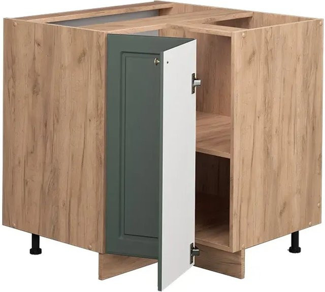 Vicco Eckunterschrank Fame-Line in Grün-Gold im Landhausstil mit Eiche-Optik, B/T/H: 80,5 x 60,0 x 82,0 cm - Bild 1