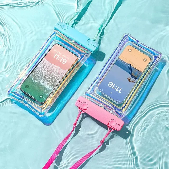 Firsting Wasserdichte Badetasche mit transparenter Handyhülle für iPhone, Samsung und Xiaomi in Blau - Bild 1