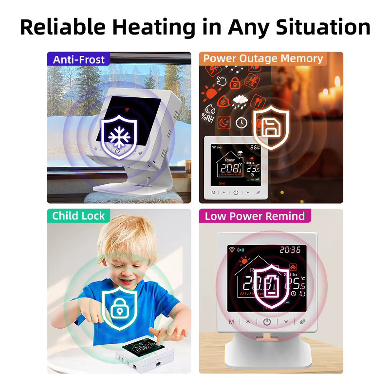 EZAIOT Smart Home Wifi Thermostat Tuya RF Wireless für Gasheizung, programmierbar mit App-Steuerung und Alexa/Google Integration, Weiß - Bild 4
