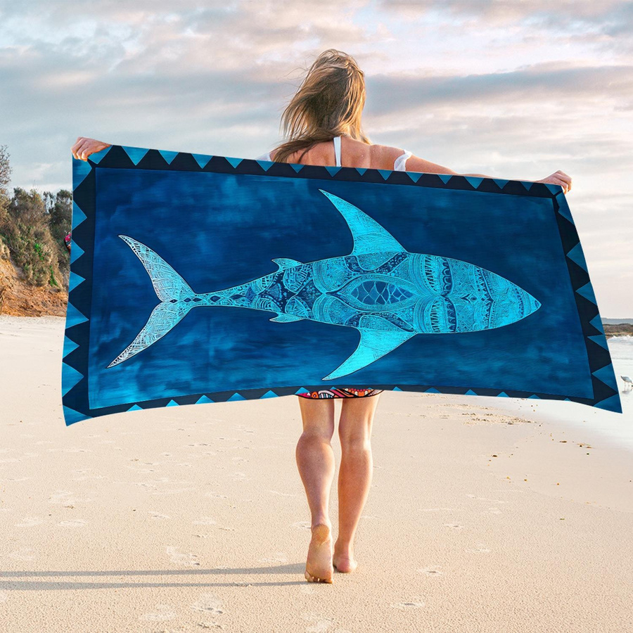 Strandtuch Ka Chen Muda mit Haifischmuster in Weiß, Breite: 40 cm, Höhe: 60 cm - Bild 2
