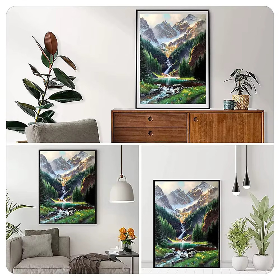QIZITENG 5D Diamant Malerei Mond Baum Landschaft Mosaik Set, Rund, Mehrfarbig, Durchmesser: 20 cm - Bild 2