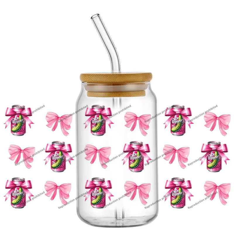 Dr. Pepper Geschmackskollektion UV DTF 3D Aufkleber für Glasdosen und Libbey-Becher, Mehrfarbig - Bild 1