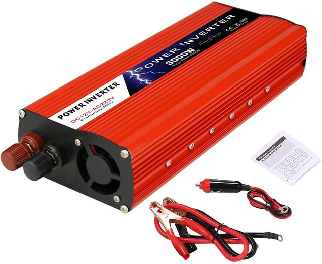 VehicleKit Solar-Wechselrichter mit modifiziertem Sinus, 1500 W (3000 W Spitzenleistung), DC 12V zu AC 220V-240V, Rot - Bild 1