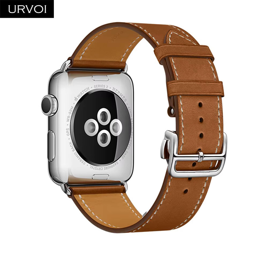 URVOI Uhrenarmband Leder, Edelstahl, Silber, Unisex - Bild 2