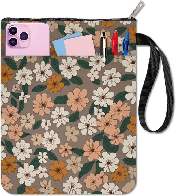 Waschbare Blumen-Buchhülle aus Stoff mit Reißverschluss in Multicolour für Notizbücher und Taschenbücher - Bild 1