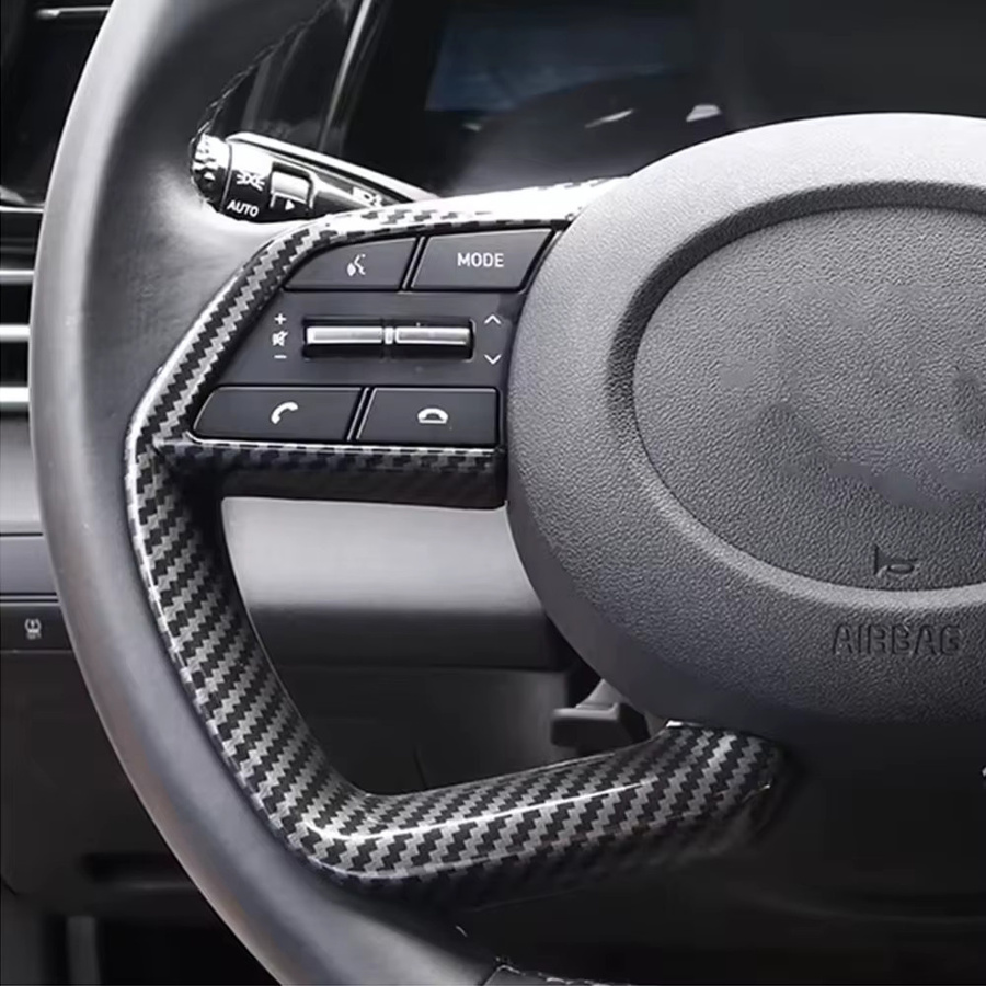 Lenkrad-Knopfpanel Abdeckung in Carbon-Optik für Hyundai Creta Grand 2020 - 2025, Farbe: Schwarz - Bild 4