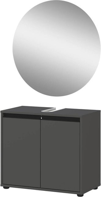 Germania Badezimmer-Set mit Waschtischunterschrank und Spiegelschrank in Anthrazit, B/H/T: 60 x 200 x 34 cm - Bild 1