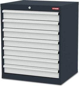 STIER Schubladenschrank aus Stahl mit 7 Schubladen, pulverbeschichtet, B/T/H: 70,0 x 57,5 x 82,0 cm - Bild 1