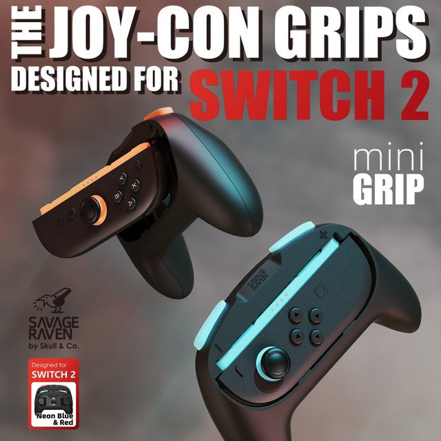 Skull & Co. Savage Raven MiniGrip Joy-Con Grip für Nintendo Switch, links und rechts, Schwarz - Bild 1