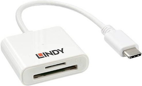 LINDY Externer Speicherkartenleser für microSD und SD mit USB-A und USB-C Anschluss in Weiß - Bild 1