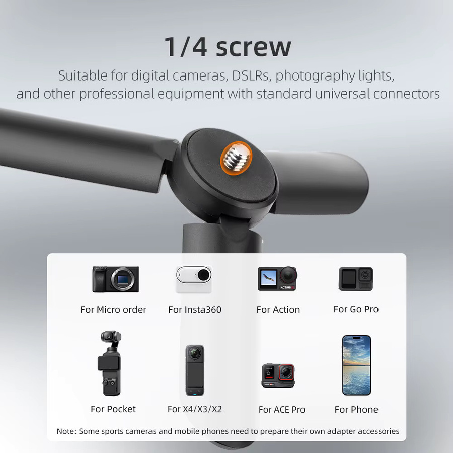 Mini Stativ in Schwarz für DJI Pocket 3, Insta360 X5/X4/X3 und OSMO Mobile 4/5 sowie GoPro 13 und Zhiyun Handheld Gimbals - Bild 4