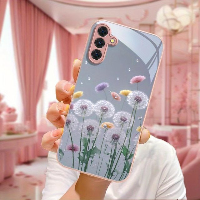 Blumen Hartglas Schutzhülle für Samsung Galaxy S26 S25 S24 S23 S22 S21 Plus FE A56 A55 A54 A36 A53 A52S A17 A16 A34 A51 5G in Multicolour - Bild 1
