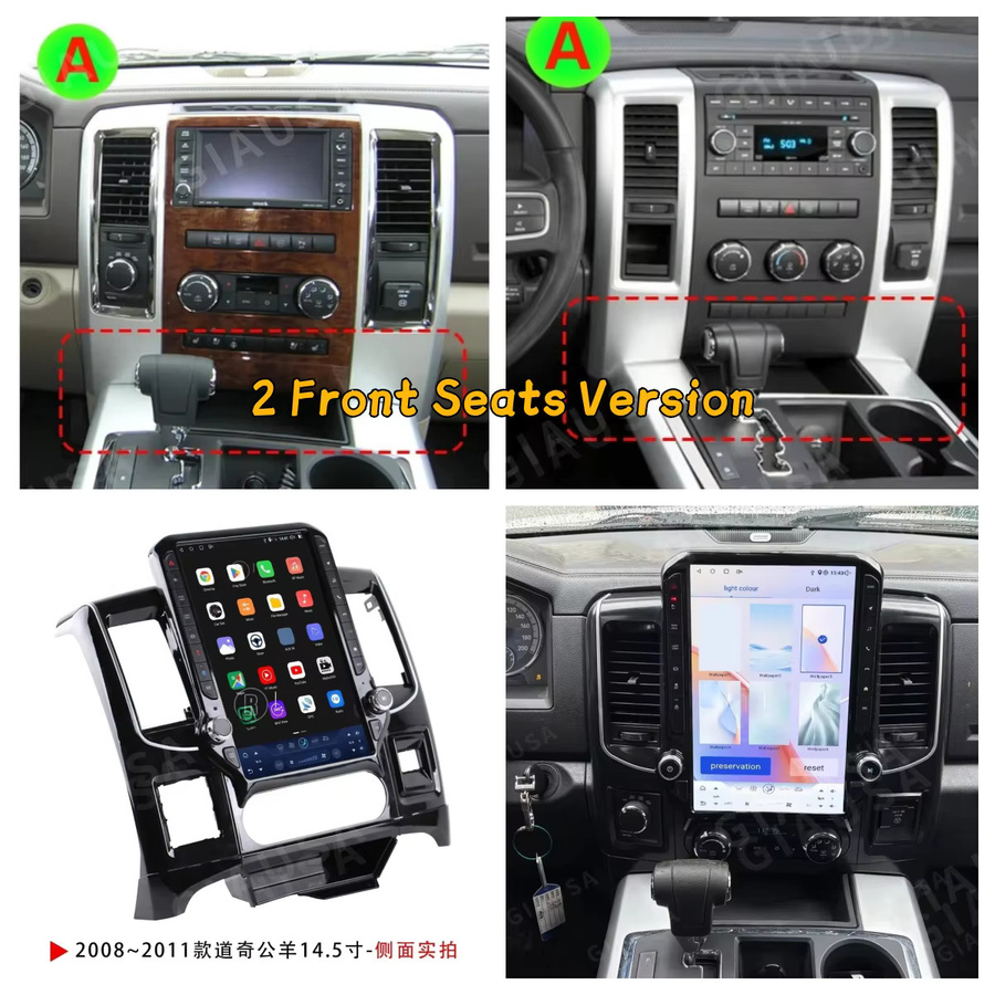 YANFU Android 15 Autoradio für Dodge RAM 1500 2500 (2008-2012) mit 14,5 Zoll Touchscreen, Kabelloses CarPlay, GPS und Bluetooth, Schwarz - Bild 2
