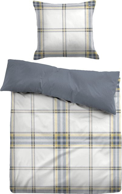Tom Tailor Bettwäsche aus Mako-Satin mit Grafikmuster in Grün und Weiß, bestehend aus Bettbezug und Kopfkissenbezug, B/H: 135 x 200 cm und 80 x 80 cm - Bild 1